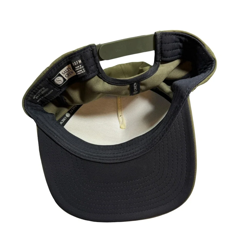 Salty Crew Snapback Hat OSFM Olive Green Performance Stretch Fishing‎ Cap